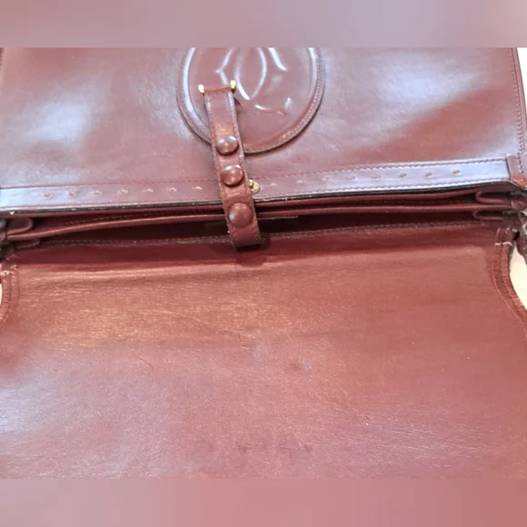 Vintage 1975 Classic Cartier Brown Leather Shoulder Bag - Picture 3 of 16